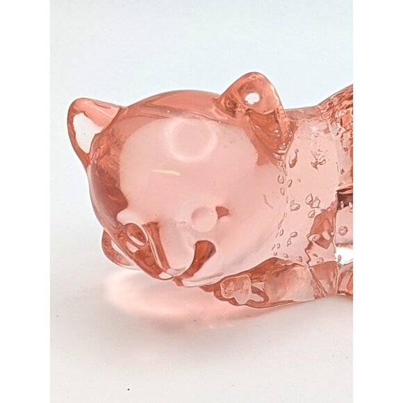 Fenton Glass Sleeping Cat-Clear Pink Rose Peach Glossy - Picture 7 of 7